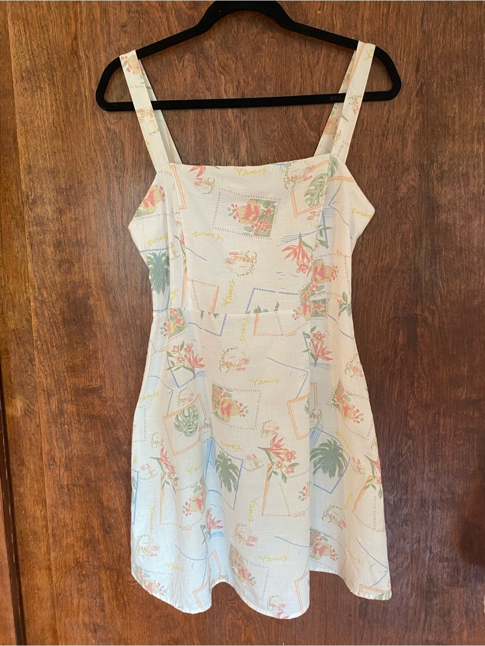 White Cotton Dress with Pastel Floral Print - Picture 3 of 9